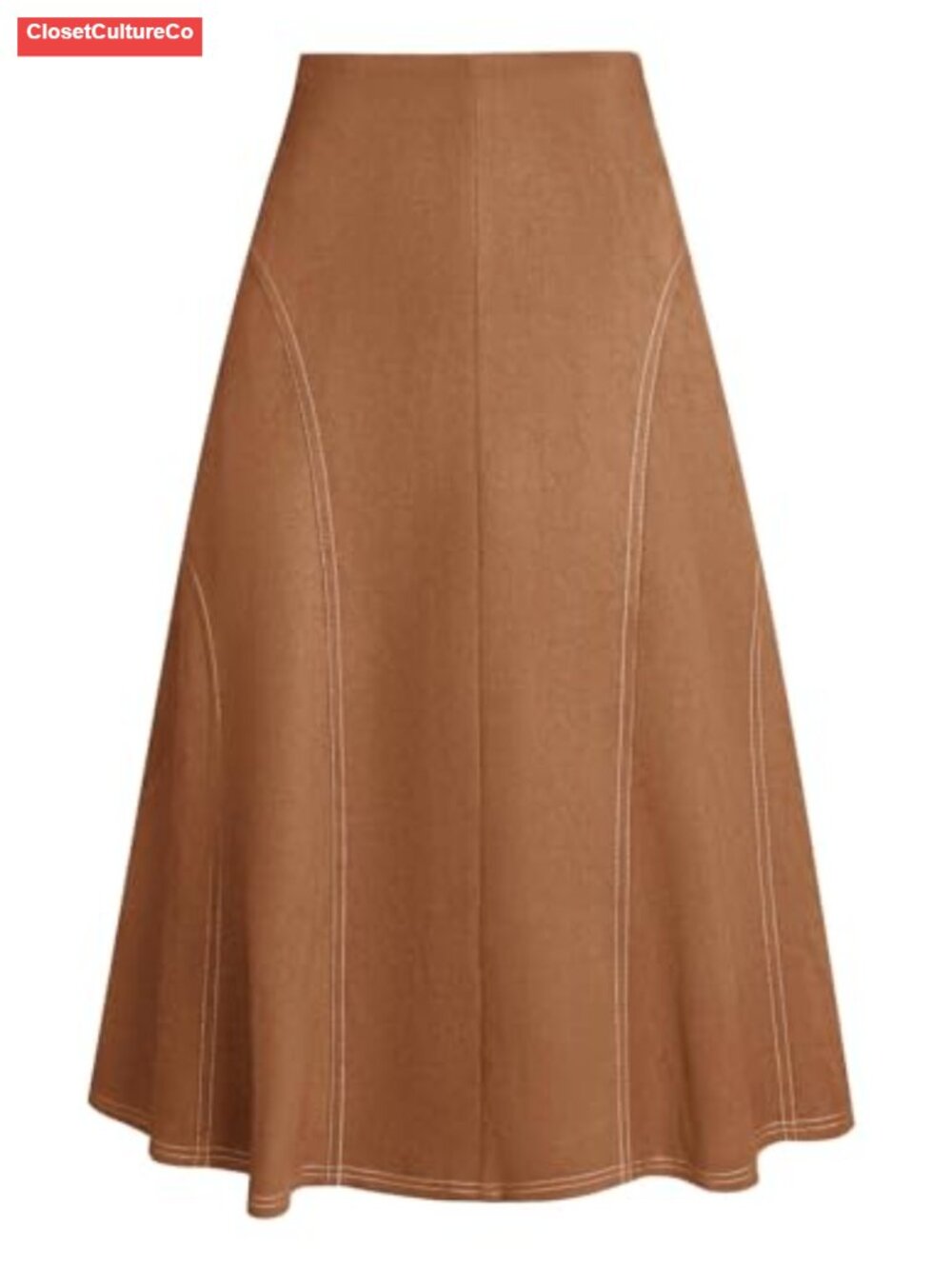 Faux Suede High Waist A-Line Midi Skirt